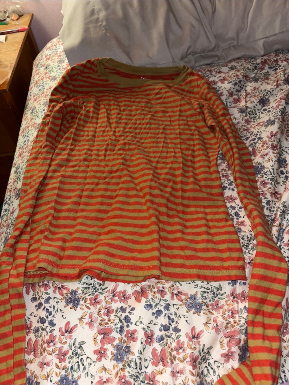 Urban Outfitters Striped Long Sleeve Top in Orange and Olive